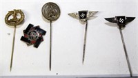 (5) Nazi stick pins, U boat, Teno missing pin # ed