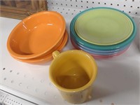 FIESTAWARE SALAD BOWLS, CUP, AND SMALL 7 IN PLATES