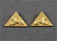 Pr. 14K Gold Egyptian Revival Sphinx Pins