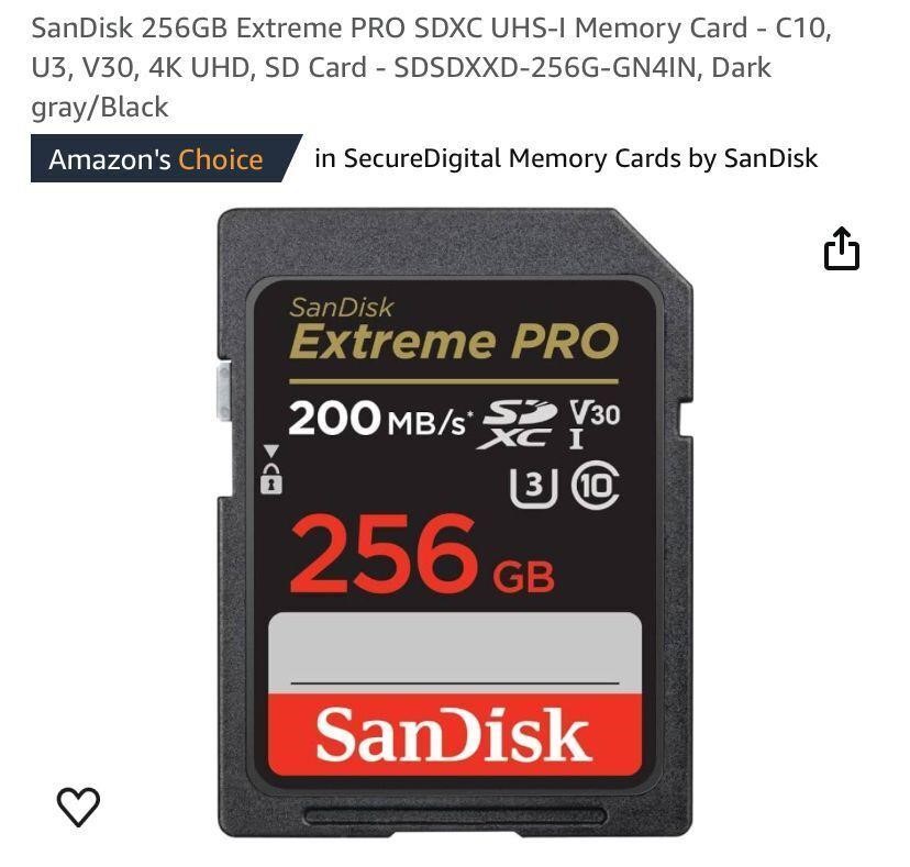 SanDisk 256GB Extreme PRO SDXC UHS-I Memory Card