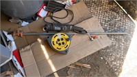 Extension cord, grinder, Pipe clamp