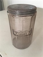 Vintage Glass Coffee Jar with Metal Lid