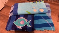 3 Blue Beach Towels