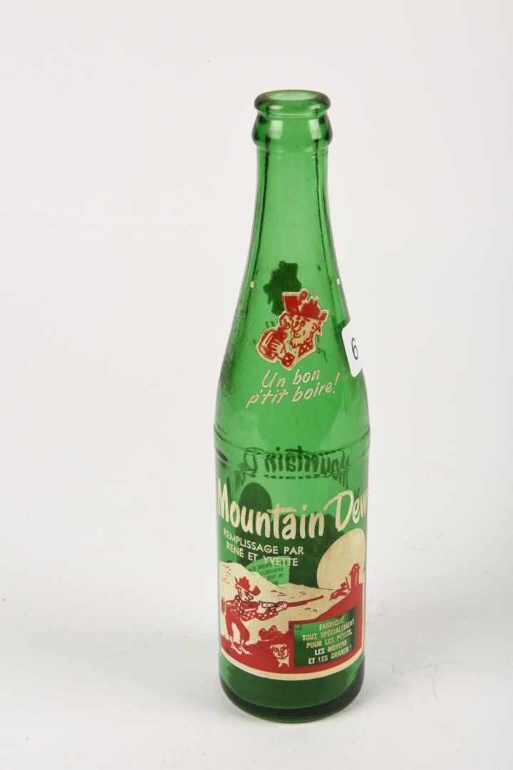 MOUNTAIN DEW 12 OZ. GREEN GLASS BOTTLE/ NO CAP