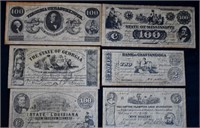 Lot of 6 Confederate US Bills - Copies