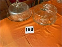 2 Round Cake Stands with Covers