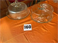 2 Round Cake Stands with Covers