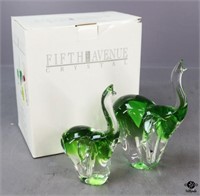 Fifth Avenue Crystal Art Glass Elephants / 2 pc