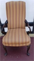 Armchair with striped fabric