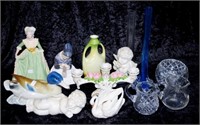 Collection various ceramic decorative figures