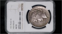 1921 Peace Silver Dollar NGC AU53