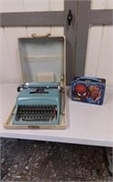 Vintage metal lunchbox & typewriter