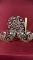 Glass bowls and plate set