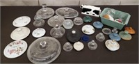 Box of Assorted Lids. Glass, Crystal, Ceramic &