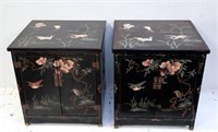 Pair Chinese black lacquer cabinets