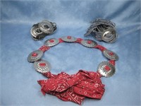 Three Silver Tone Concho Belts