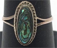 Mexico Sterling Silver Ring W Abalone Stone