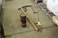 LOG ROLLER, BRUSH SYTHE, WOODEN AXLE GREASE AND