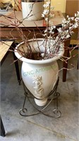 Tall metal Amphora stand with vase with