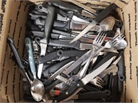 Assorted Box Of Silverware And Knives