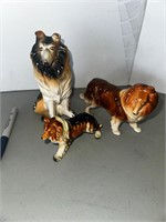 Vintage Japanese ceramic collie figurines