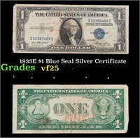 1935E $1 Blue Seal Silver Certificate Grades vf+