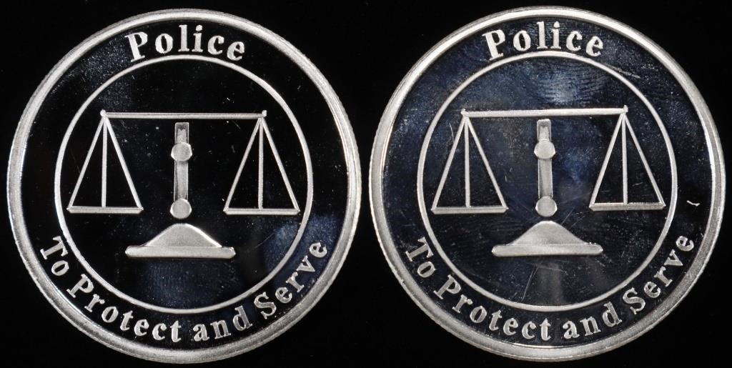 (2) 1 OZ .999 SILVER POLICE ROUNDS