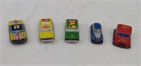 (5) Vtg Tin Friction Toy Cars (4) Japan (1) German