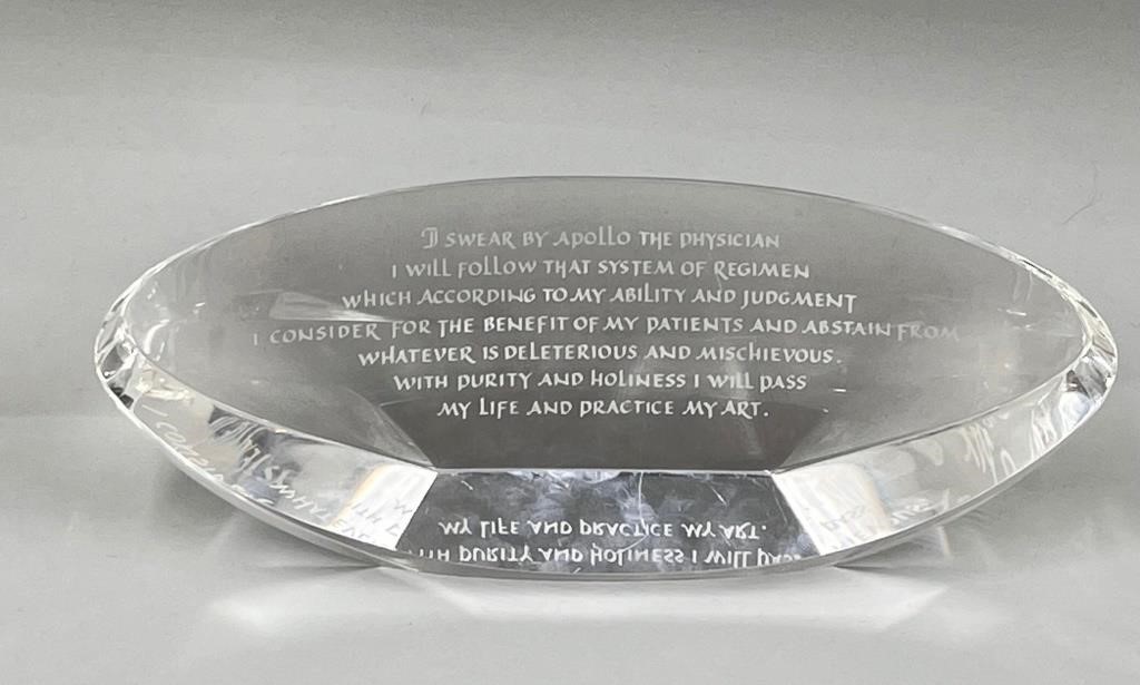 Steuben Glass Hippocratic Oath