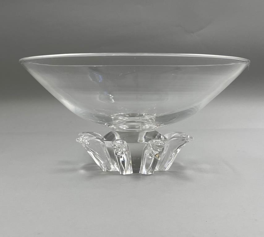 Steuben MCM Peony Footed Crystal Bowl