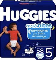 Diapers Size 5 - Huggies Overnites, 58 Count