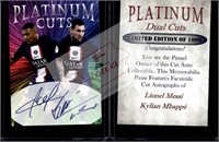 L Messi Kylian Mbappe Platinum Cuts facsimile auto