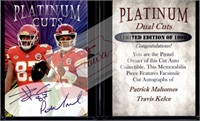 P Mahomes T Kelce Platinum Cuts facsimile autos