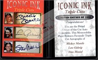 MMantle LGehrig SMusial Iconic Ink facsimile autos