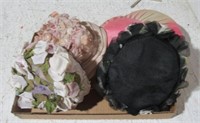 4 vintage floral hats
