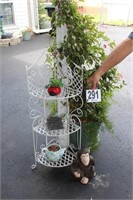 Metal Shelf & Floral Decor with Monkey