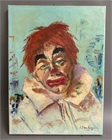 Original Signed Acrylic on Canvas Sad Clown