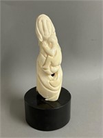 Mother and Child Bone Carving Signed Palter