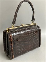 Beautiful Vintage Brown Alligator Handbag