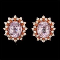 $ 9050 10 Ct Kunzite 1.35 Ct Diamond Earrings