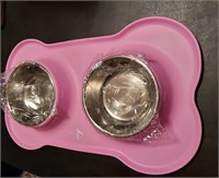 Dog Bowls w/Silicone Tray