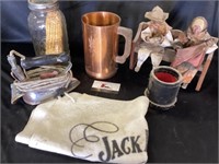 Vintage iron, brass pitcher, decor