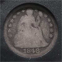 1848 SEATED DIME VG