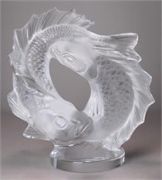 Lalique Double Fish Glass Sculpture
