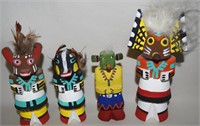 (4) Vtg '88 Handcarved Painted Kachina Dolls
