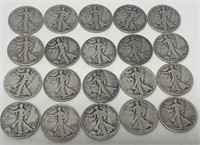 Lot of 20 Half Dollar Walking Liberty Coins