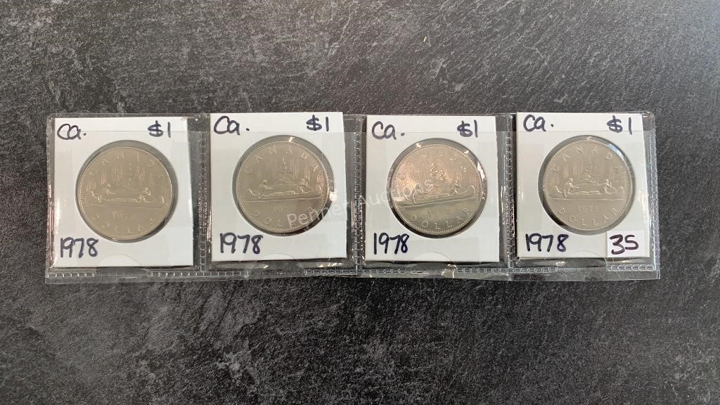 (4) 1978 Canadian 1 Dollar Coins
