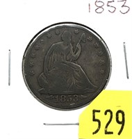 1853 Seated Liberty half dollar