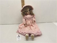 Porcelain Jointed Doll in Pink, from