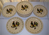 16 Metlox CA Pottery Poppytrail Rooster plates
